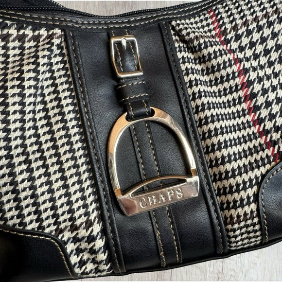 Chaps Black Houndstooth Shoulder Bag Purse - Picture 7 of 8